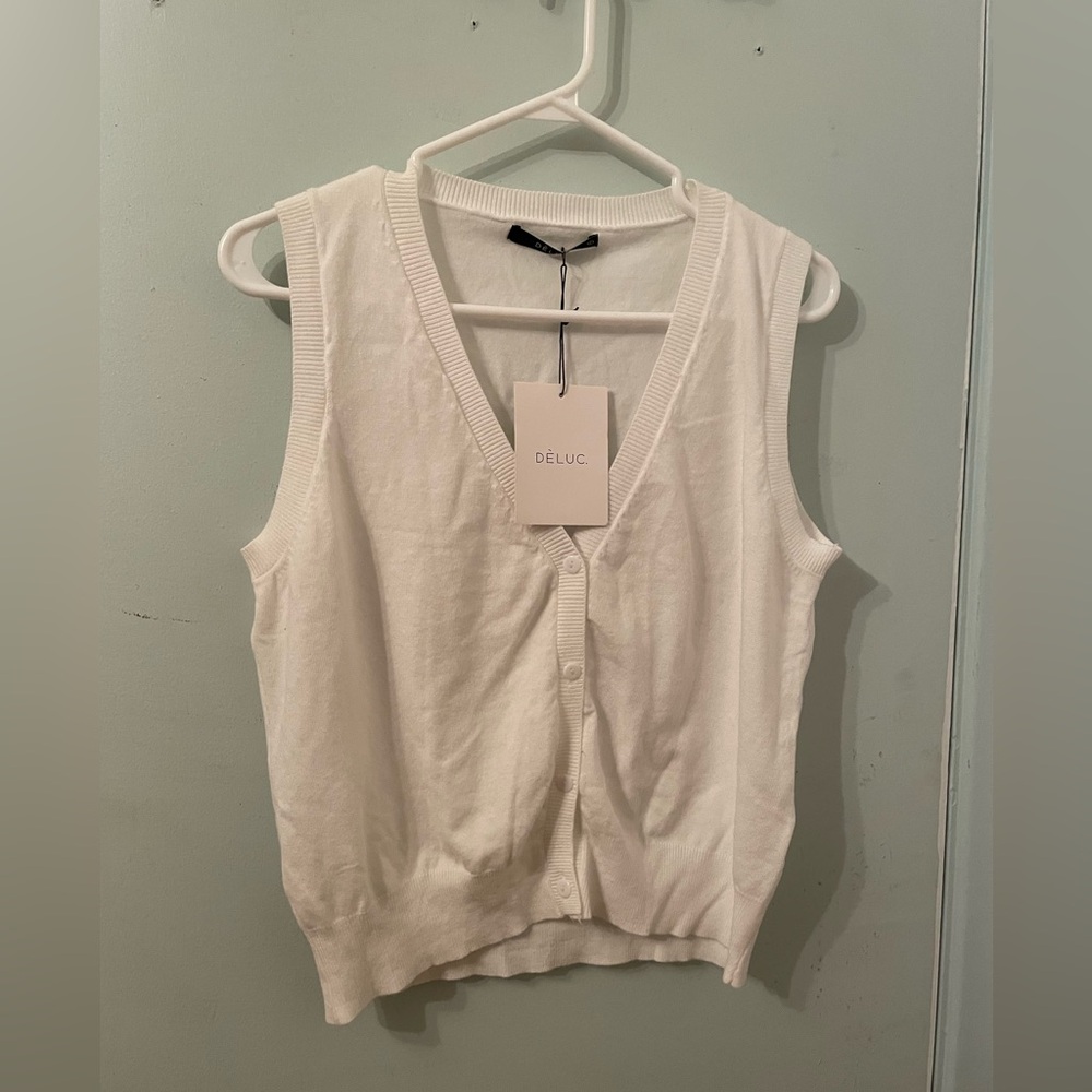 Deluc Women's White Sleeveless cardigan size L
